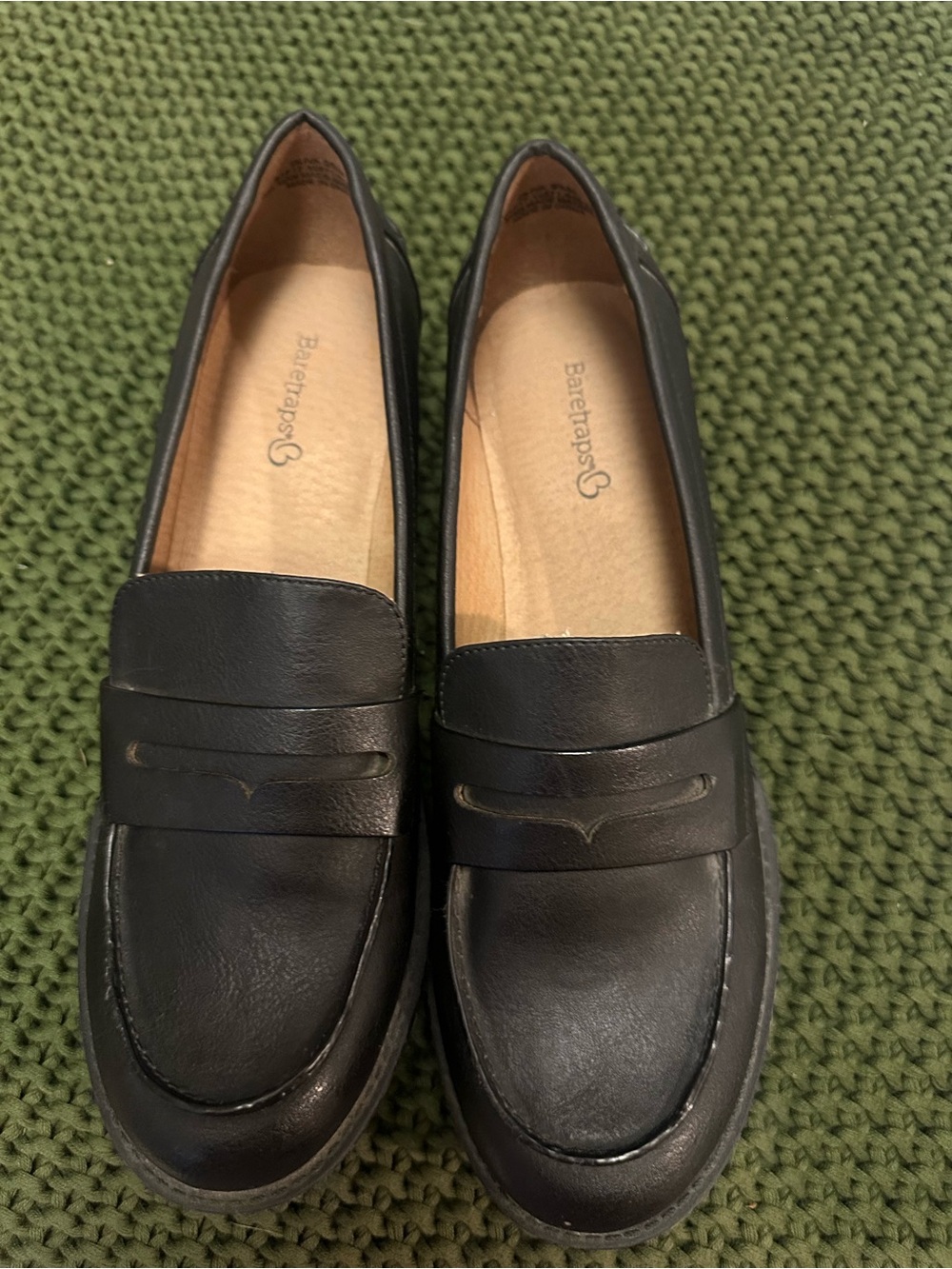 BareTraps Black Leather Women's Penny Loafers